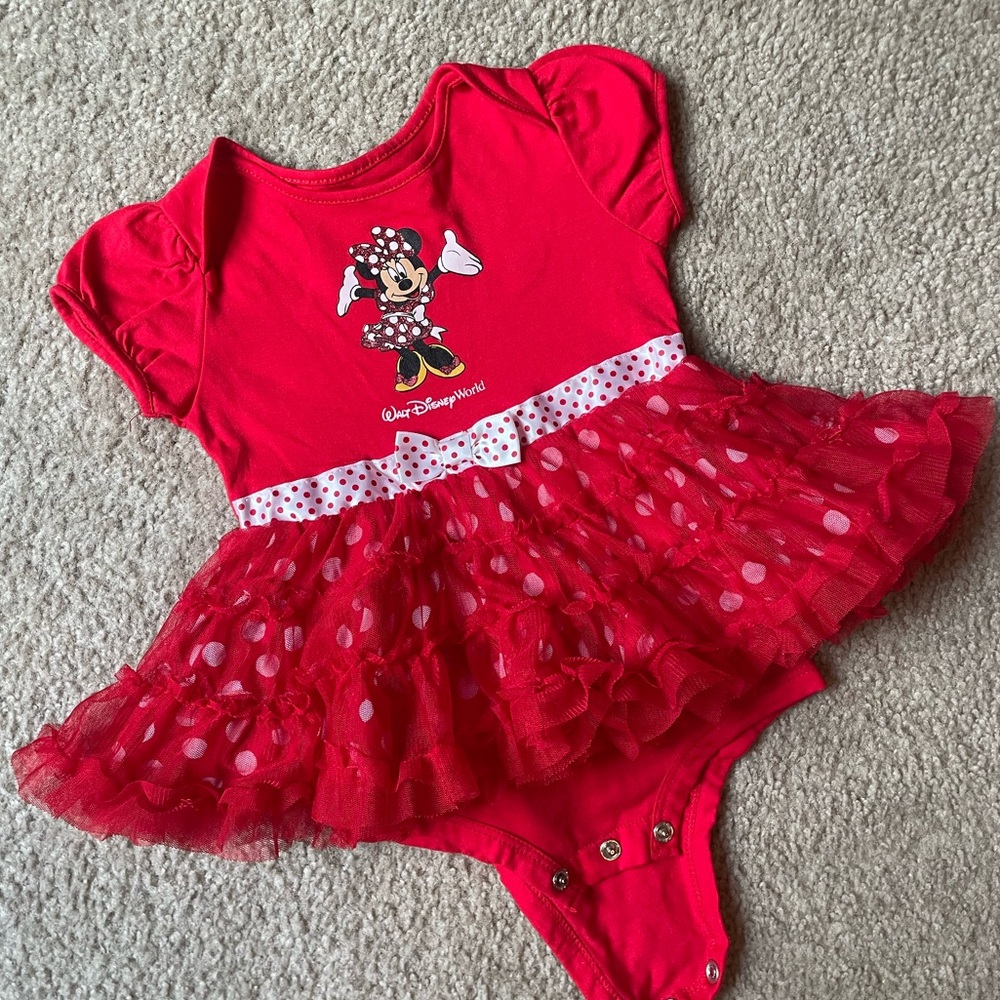 Minnie Mouse Walt Disney World Onesie with Attached Tulle Skirt-18 mo-EUC